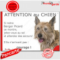 Berger Picard, plaque humour "Jetez Vous au Sol, Attention au Chien" 24 cm JET