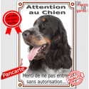 Cocker Anglais , plaque verticale "Attention au chien" 24 cm VL