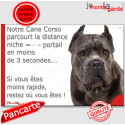Cane Corso, plaque humour "distance Niche - Portail" 24 cm
