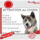 Akita Inu Japonais bringé, plaque portail humour "Attention au Chien, Jetez Vous au Sol, attendez secours, courage" photo