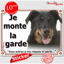 Beauceron, autocollant photo "Je Monte la Garde" 16 cm