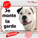 Amstaff, autocollant photo "Je Monte la Garde" 16 cm