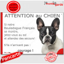 Bouledogue Français, plaque humour "Jetez Vous au Sol, Attention au Chien" 24 cm JET