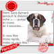 Saint-Bernard couché, Plaque Portail St-Bernard "distance niche-portail 3 secondes" pancarte, affiche panneau attention au chien