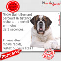 Saint-Bernard, plaque humour "distance Niche - Portail 3 secondes" 24 cm 3SEC