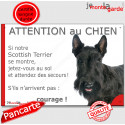 Scottish Terrier, plaque humour "Attention au Chien, Jetez Vous au Sol" 24 cm JET