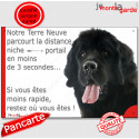Terre Neuve noir, plaque humour "parcourt Distance Niche-Portail 3 secondes" 24 cm