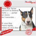 Bull Terrier, plaque humour "distance Niche - Portail" 24 cm 3SEC