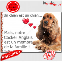 Cocker Golden, Plaque Portail un chien est un chien, membre de la famille, pancarte, affiche panneau anglais spaniel