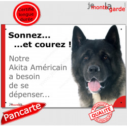 Akita USA, plaque humour "Sonnez et Courez !" 24 cm RUN