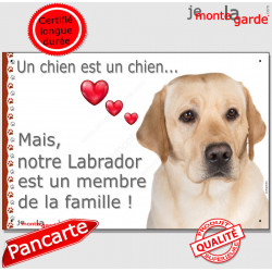 Labrador Sable, Plaque photo "un chien est un chien, membre de la famille" pancarte, affiche panneau jaune beige idée cadeau