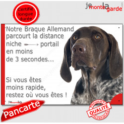Braque Allemand, plaque humour "distance Niche-Portail" 24 cm 3S