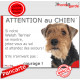 Welsh Terrier, plaque portail humour "Attention au Chien, Jetez Vous au Sol, attendez secours, courage" pancarte drôle photo