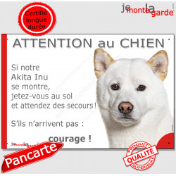 Akita Inu, plaque humour "Jetez Vous au Sol, Attention au Chien" 24 cm JET