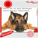 Plaque "Attention au Chien, Merci de ne pas déranger notre Berger Allemand" 24 cm NPD