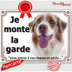 Aussie Rouge Merle, plaque portail "Je Monte la Garde" 3 tailles LUX