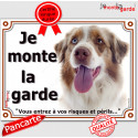 Aussie Rouge Merle, plaque portail "Je Monte la Garde" 3 tailles LUX