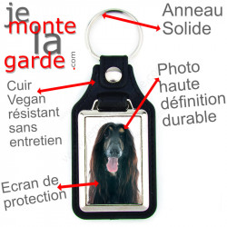 Porte-Clefs cuir vegan, photo Lévrier Afghan noir