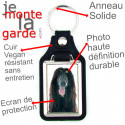 Porte-Clefs cuir vegan, photo Lévrier Afghan noir