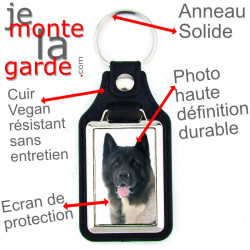 Porte-Clefs cuir vegan, photo Akita Américain