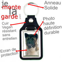 Porte-Clefs cuir vegan, photo Akita Américain