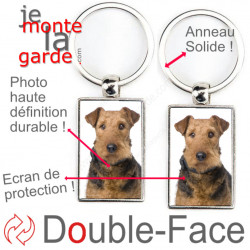 Porte-Clefs métallique double face photo Airedale Terrier, idée cadeau porte clés fer acier
