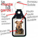 Porte-Clefs cuir vegan, photo Airedale Terrier