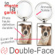 Porte-Clefs métallique double face photo Amstaff fauve et blanc, idée cadeau porte clés fer acier American Staff marron