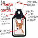 Porte-Clefs cuir vegan, photo Basenji fauve