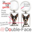 Porte-Clefs Métal, double face photo Basenji tricolore