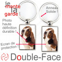 Porte-Clefs Métal, double face photo Basset Hound