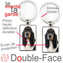 Porte-Clefs Métal, double face photo Basset Hound