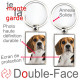 Porte-Clefs métallique double face photo Beagle tricolore, idée cadeau porte clés fer acier