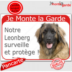 Leonberg, plaque portail rouge "Je Monte la Garde" 24 cm RED