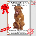 Dogue Bordeaux, plaque verticale "Attention au Chien" 24 cm VL