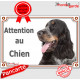 Cocker Anglais Tricolore blanc, noir et feu, plaque portail "Attention au Chien" panneau pancarte affiche photo