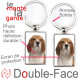 Porte-Clefs métallique double face photo Beagle blanc et fauve marron, idée cadeau porte clés fer acier