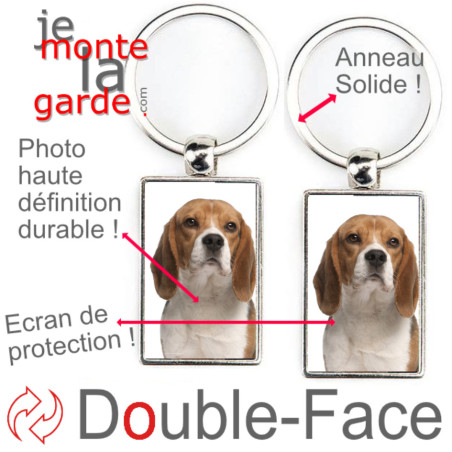 Porte-Clefs Métal, double face photo Beagle Porte-Clefs Métal, double face photo Beagle