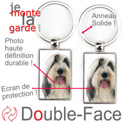 Porte-Clefs Métal, double face photo Bearded Collie