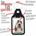 Porte-Clefs cuir vegan, photo Bearded Collie