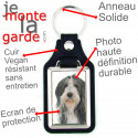 Porte-Clefs cuir vegan, photo Bearded Collie