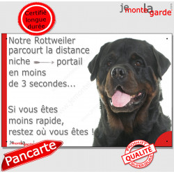 Rottweiler Tête, plaque humour attention au chien "parcourt Distance Niche - Portail" pancarte drôle panneau photo