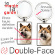 Porte-Clefs métallique double face photo Akita Américain fauve, idée cadeau porte clés fer acier Akita usa marron jaune orange