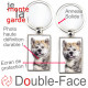 Porte-Clefs métallique double face photo Akita Inu Japonais bringé, idée cadeau porte clés fer acier