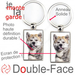 Porte-Clefs Métal, double face photo Akita Inu