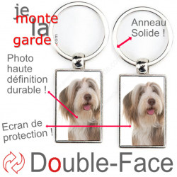 Porte-Clefs Métal, double face photo Bearded Collie Fauve