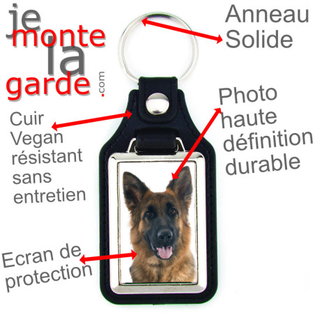 Porte-Clefs cuir vegan, photo Berger Allemand poil long Porte-Clefs cuir vegan, photo Berger Allemand poil long
