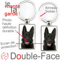 Porte-Clefs Métal, double face photo Berger Allemand noir