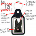 Porte-Clefs cuir vegan, photo Berger Allemand noir