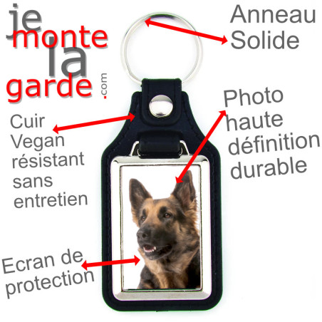 Porte-Clefs cuir vegan, photo Berger Allemand poils longs Porte-Clefs cuir vegan, photo Berger Allemand poils longs